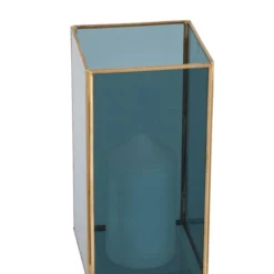 Brass & Smoked Glass Panelled Square Hurricane Candle Holder -EGLO Shop 30983187 alt02
