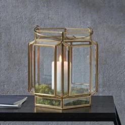 Brass Wide Hexagon Lantern