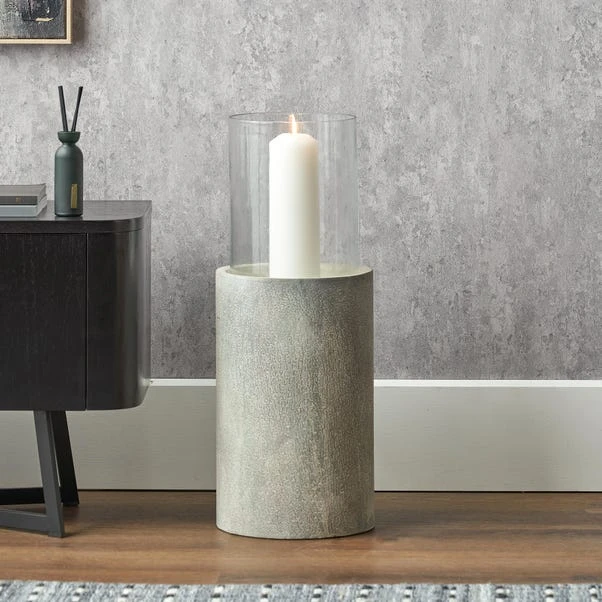 Metal & Glass Pedestal Hurricane Candle Holder 1 Metal & Glass Pedestal Hurricane Candle Holder