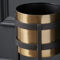 Brass & Black Metal Plant Pot & Stand -EGLO Shop 30983261 alt02